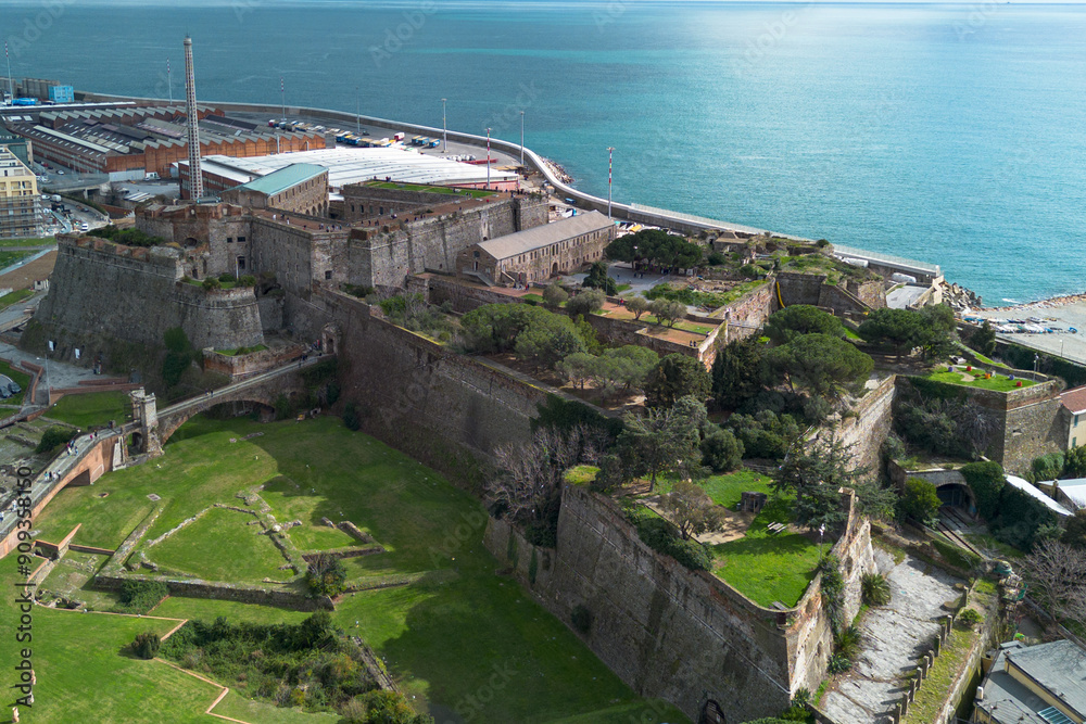 Φωτογραφία Aerial view of the Priamar Fortress in Savona, Liguria Region, Italy