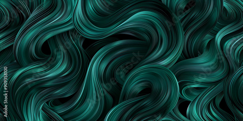 Dark green background with flowing waves of dark teal and emerald green photo