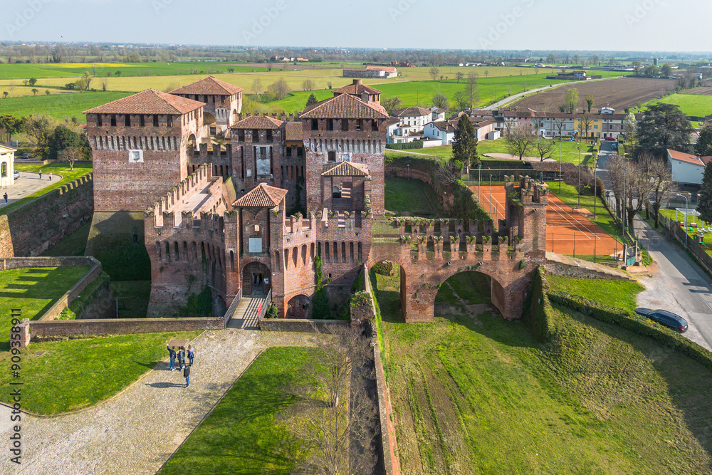 Aerial view of the Sforza Castle or Rocca Sforzesca, Soncino, Lombardy, Italy Aerial view of the Sforza Castle or Rocca Sforzesca, Soncino, Lombardy, Italy
