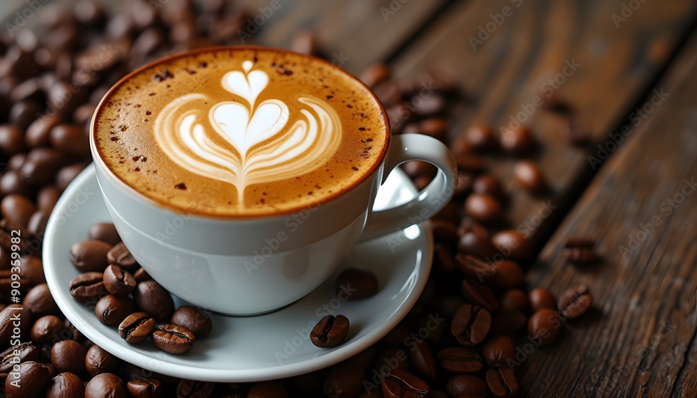 cup of coffee with beans -Ai generator	