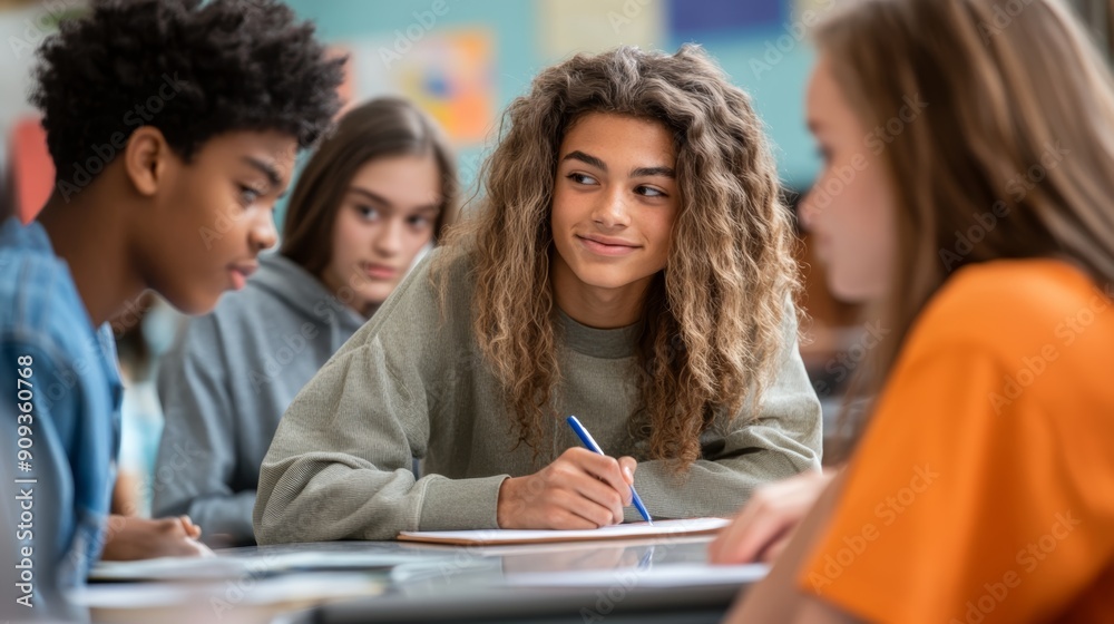 group of students talking
