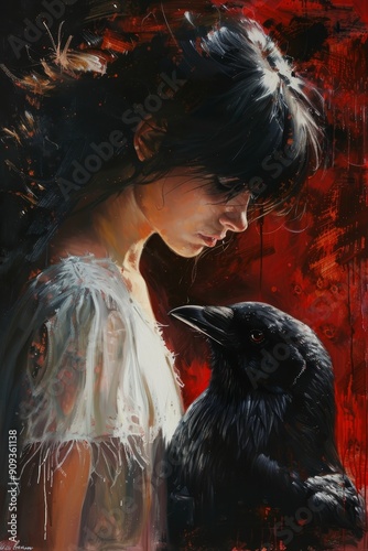The Raven and the Woman in Red