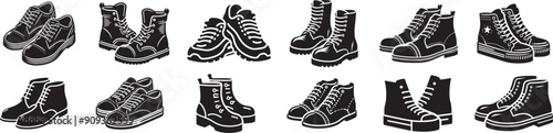 Black shoes design vector silhouette on transparent background