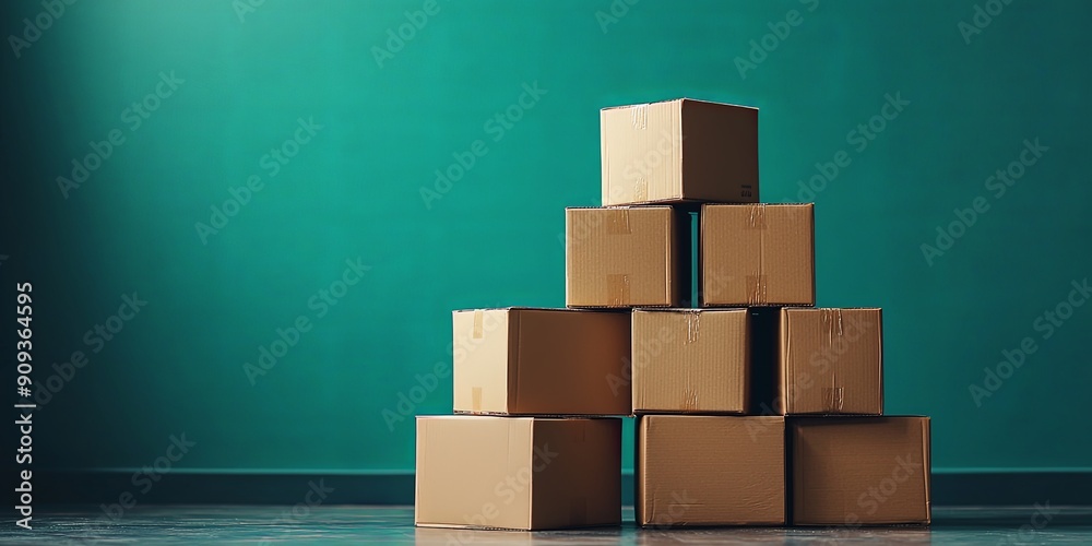 Organized Stack of Cardboard Boxes for Moving Organized Stack of Cardboard Boxes for Moving