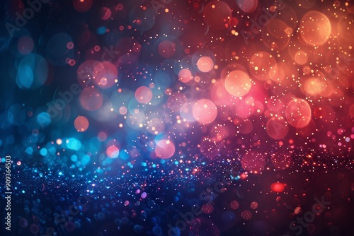Abstract Blue and Red Lights with Glittering Background