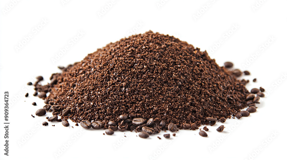 Heap of Ground Coffee Isolated on White Background, Rich Coffee Grounds, Freshly Ground Coffee, Aromatic Coffee Powder, Natural Coffee Bean Grind, High-Quality Coffee Ingredient Heap of Ground Coffee Isolated on White Background, Rich Coffee Grounds, Freshly Ground Coffee, Aromatic Coffee Powder, Natural Coffee Bean Grind, High-Quality Coffee Ingredient