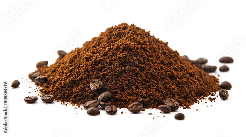 Wallpaper Mural Heap of Ground Coffee Isolated on White Background, Rich Coffee Grounds, Freshly Ground Coffee, Aromatic Coffee Powder, Natural Coffee Bean Grind, High-Quality Coffee Ingredient Torontodigital.ca