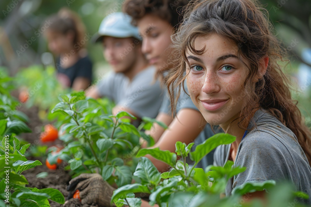 Obraz premium Diverse Group Gardening Together