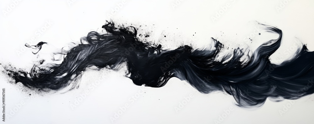 Abstract black ink splash on white background, fluid artistic design. Contemporary art concept Abstract black ink splash on white background, fluid artistic design. Contemporary art concept