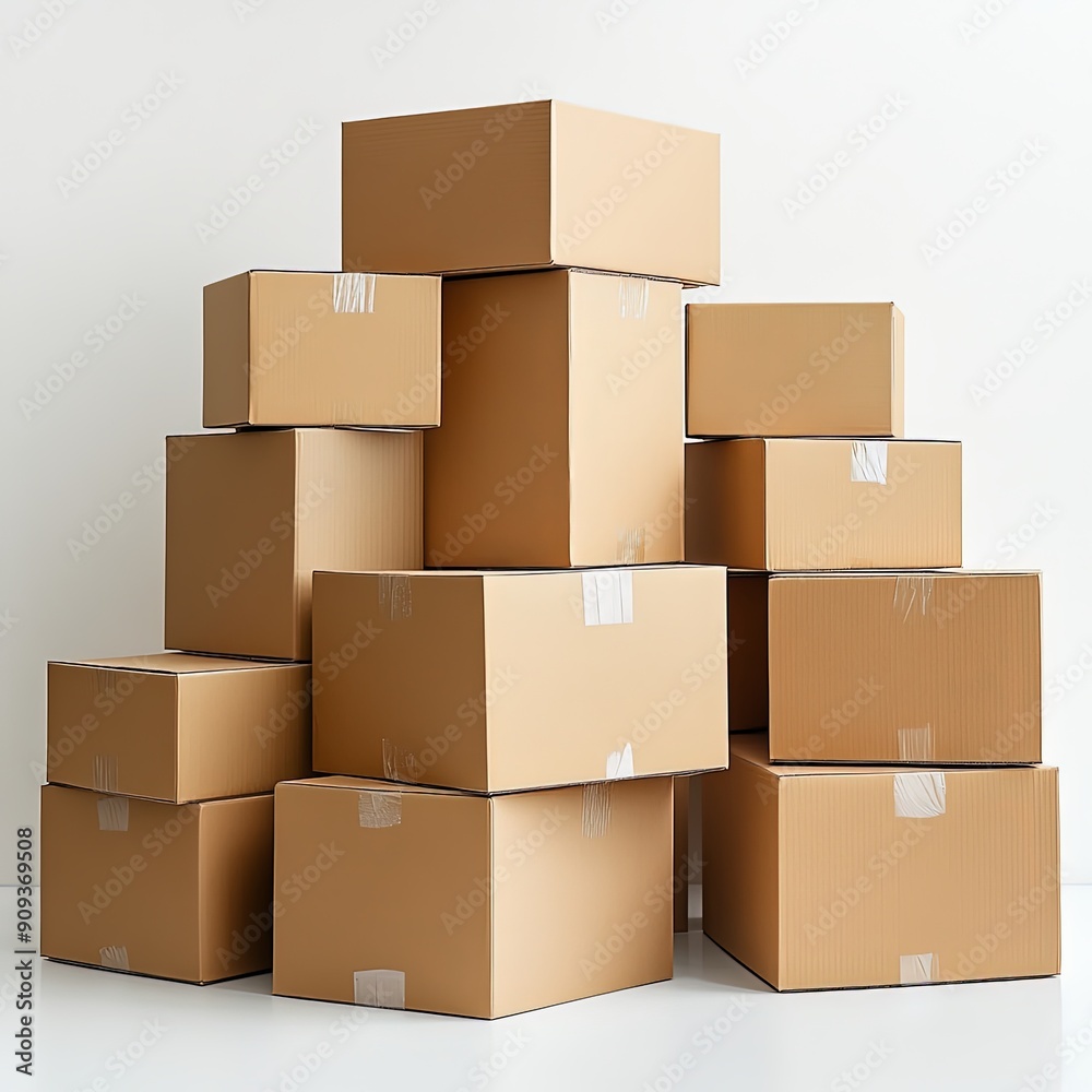 Organized Stack of Cardboard Boxes for Moving Organized Stack of Cardboard Boxes for Moving
