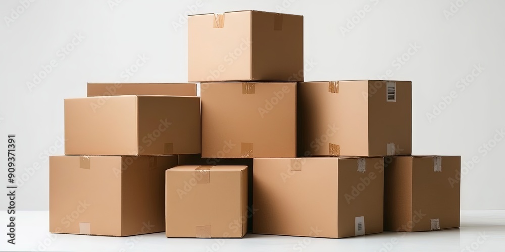Organized Stack of Cardboard Boxes for Moving Organized Stack of Cardboard Boxes for Moving