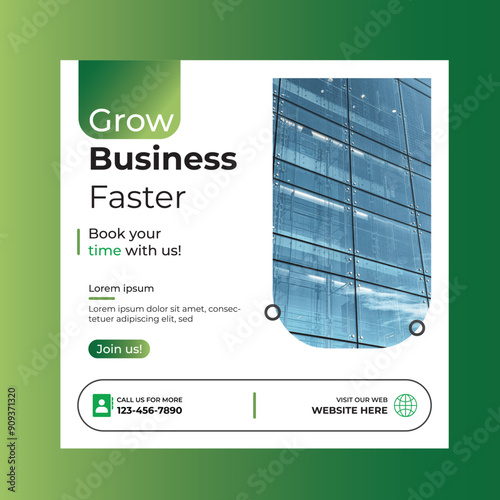 Grow business faster, Digital business, Marketing design, social media post template, Digital Marketing Social Media Post Design