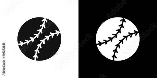 Baseball icon flat line symbol set.