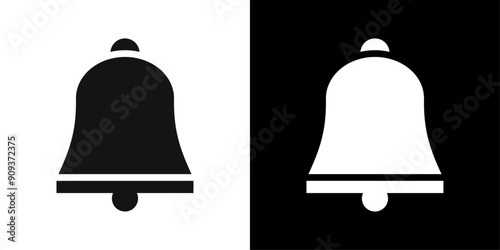 Bell ring icon flat line symbol set.