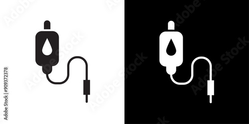 Blood transfusion icon flat line symbol set.