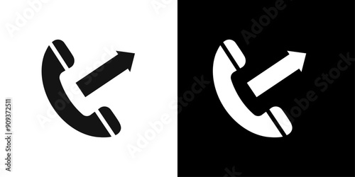 Call outgoing icon flat line symbol set.