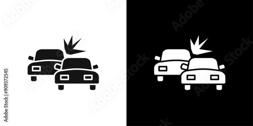 Car crash icon flat line symbol set.