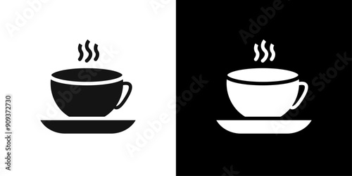 Coffee icon flat line symbol set.