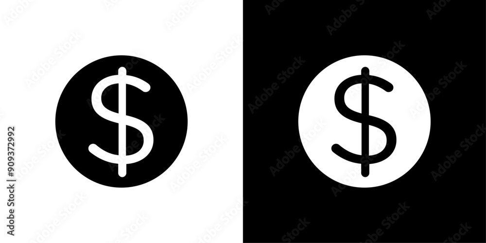 Dollar icon flat line symbol set. Dollar icon flat line symbol set.