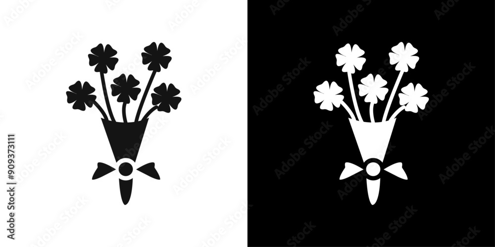 Naklejka premium Flower bouquet icon flat line symbol set.