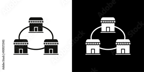 Franchise icon flat line symbol set.