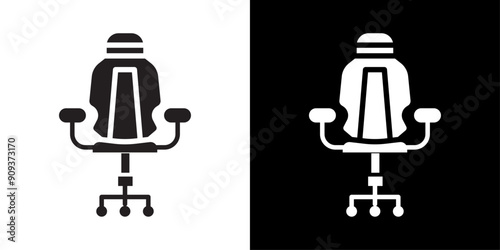 Gaming chair icon flat line symbol set.