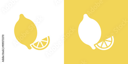 Lemon icon flat line symbol set.