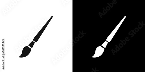 Paint brush icon flat line symbol set.