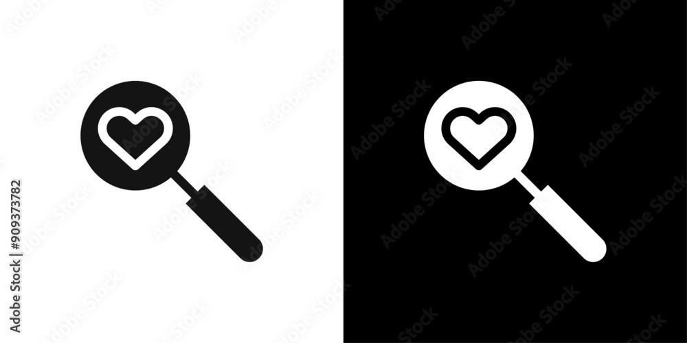 Search heart icon flat line symbol set. Search heart icon flat line symbol set.