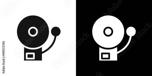 School bell icon flat line symbol set.