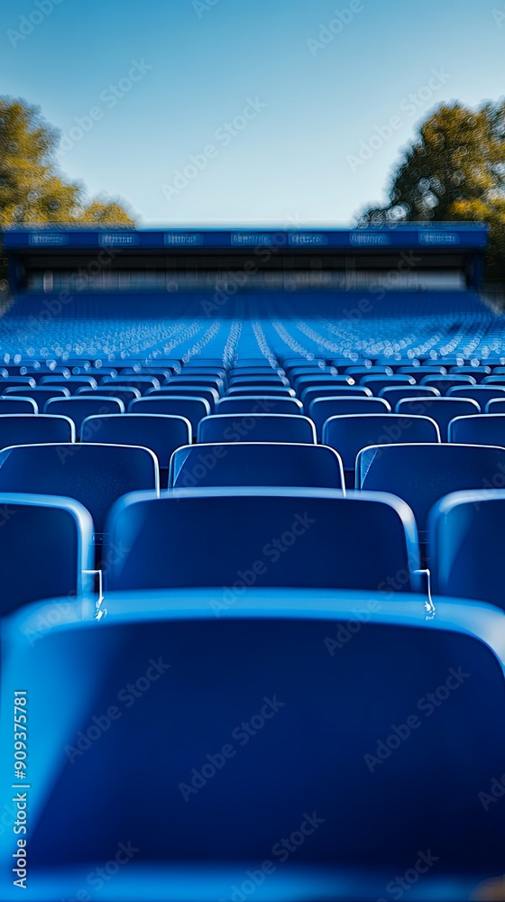 Naklejka premium Outdoor Stadium with Blue Seats in Neat Rows