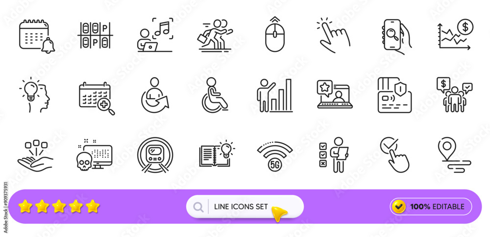 Online rating 5g wifi and Product knowledge line icons for web app