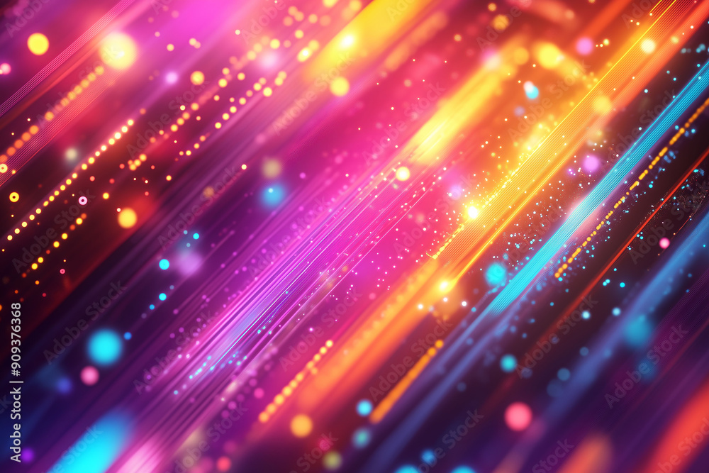 Abstract Vibrant Background with Light Rays and Particles - Energy, Movement, Technology