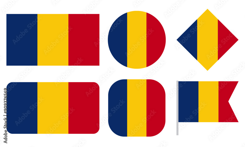 Fototapeta premium Collection of Romania flag vector isolated on white background