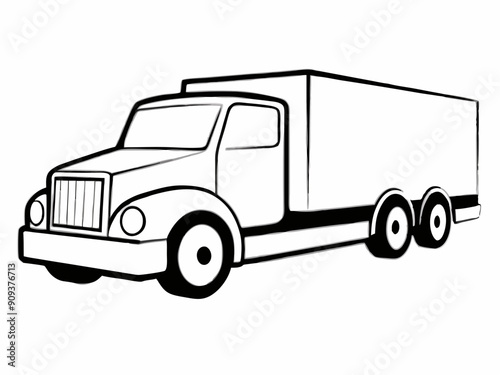 Truck Silhouette Line Art Vector Design - SVG Files, Cricut & Silhouette Cut Files, Vector Logo Icon, Clipart for T-Shirt Design