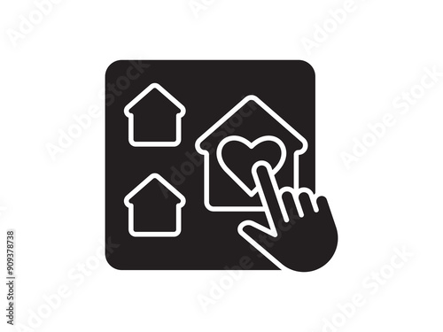 Icon a house representation, isolated against a clean background. This simple vector symbol evokes a sense of warmth and security, embodying the concept of home.