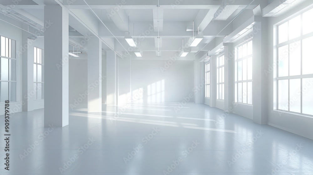 Empty White Room with Windows Empty White Room with Windows