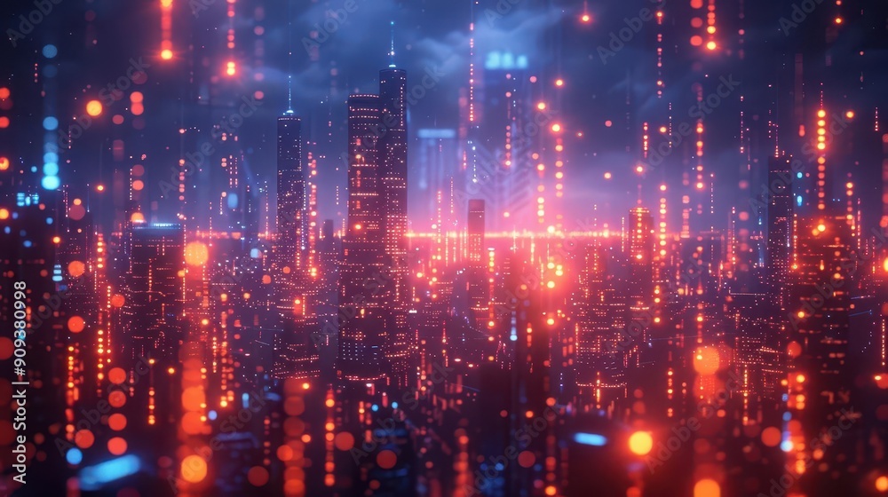 abstract visualization of iot network interconnected devices data streams glowing nodes digital landscape futuristic cityscape background abstract visualization of iot network interconnected devices data streams glowing nodes digital landscape futuristic cityscape background