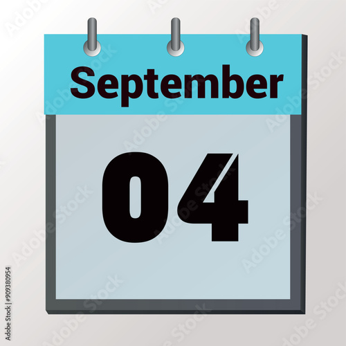 vector calendar page with date September 4, light colors