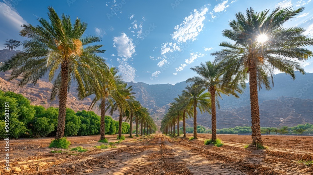 Palm Tree Plantation in Mountainous Landscape Palm Tree Plantation in Mountainous Landscape