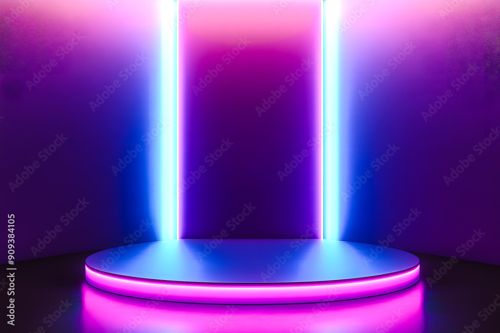 Socle, présentoir vide avec éclairage néon pour présentation produit Socle, présentoir vide avec éclairage néon pour présentation produit