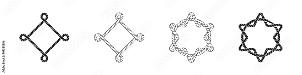 Retro rope frame set. Ropes frames collection.