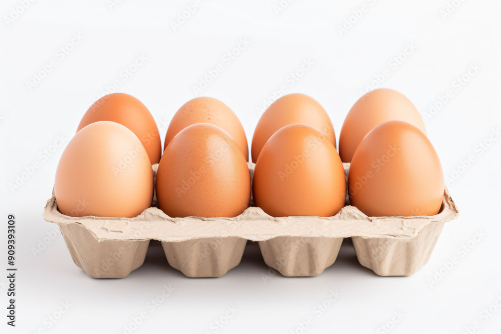 eggs in an egg carton on a white background eggs in an egg carton on a white background