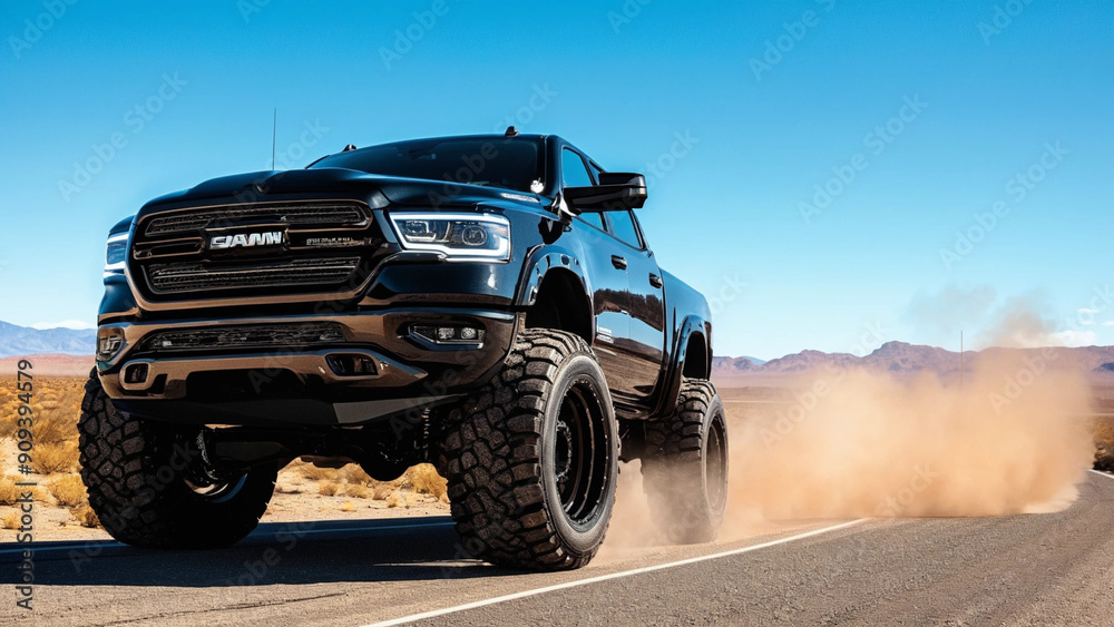 Black racing Dakar rally style truck Black racing Dakar rally style truck