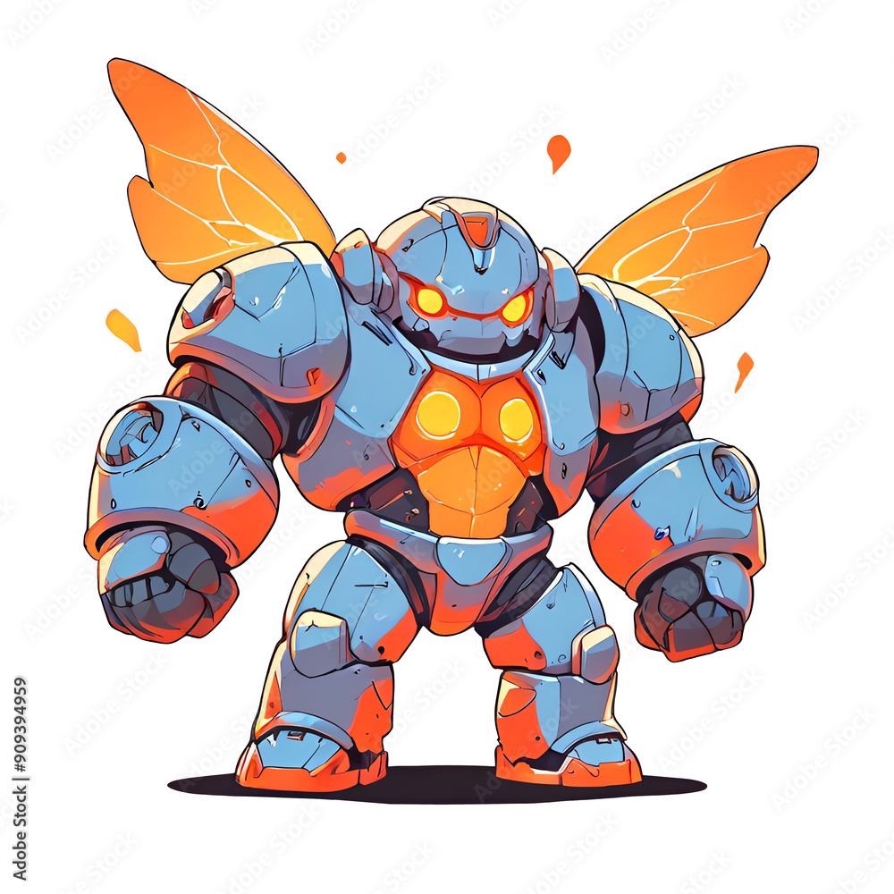 A robot with a large orange head and a large orange body A robot with a large orange head and a large orange body