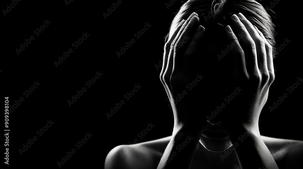 A silhouette of a person expressing deep emotion, covering their face with hands against a dark background, symbolizing distress. A silhouette of a person expressing deep emotion, covering their face with hands against a dark background, symbolizing distress.