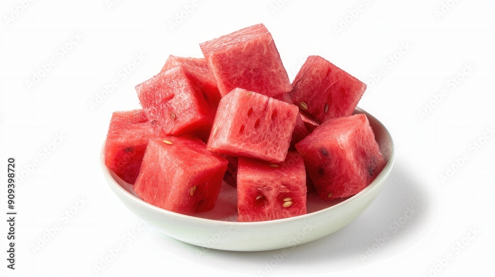 Fresh sweet ripe watermelon chop cube closeup view Fresh sweet ripe watermelon chop cube closeup view