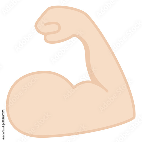 Biceps emoticon of strength. Emoji of strong bicep. Power of protein for man icon. Flex muscle arm icon. Exercise in gym for health. Logo of fitness, workout, bodybuilder. Strong muscular arms. Fit