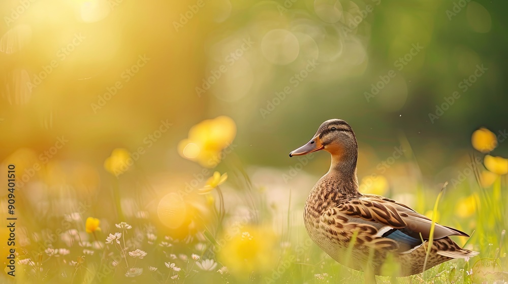 duck isolated on spring background duck isolated on spring background