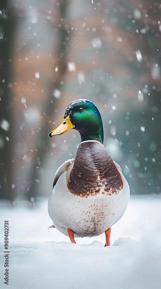 duck isolated on winter background duck isolated on winter background